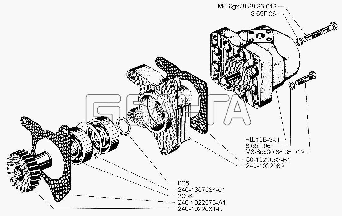 ЗИЛ ЗИЛ-5301 (2006) Схема Насос рулевого усилителя двигателя banga.ua